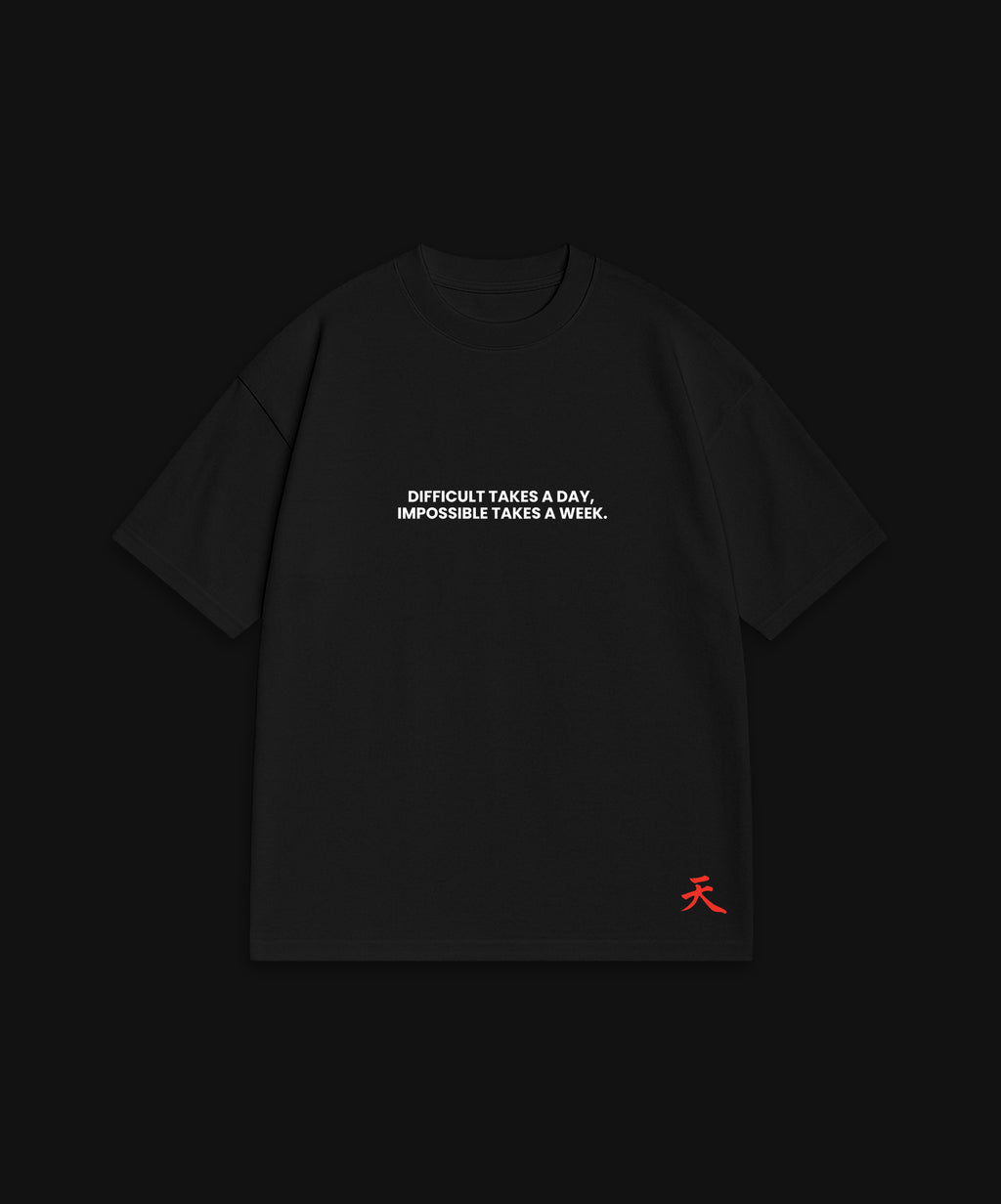 DIFFICULT TAKES A DAY... - BLACK T-SHIRT