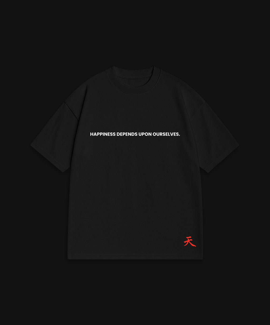 HAPPINESS DEPENDS... - BLACK T-SHIRT