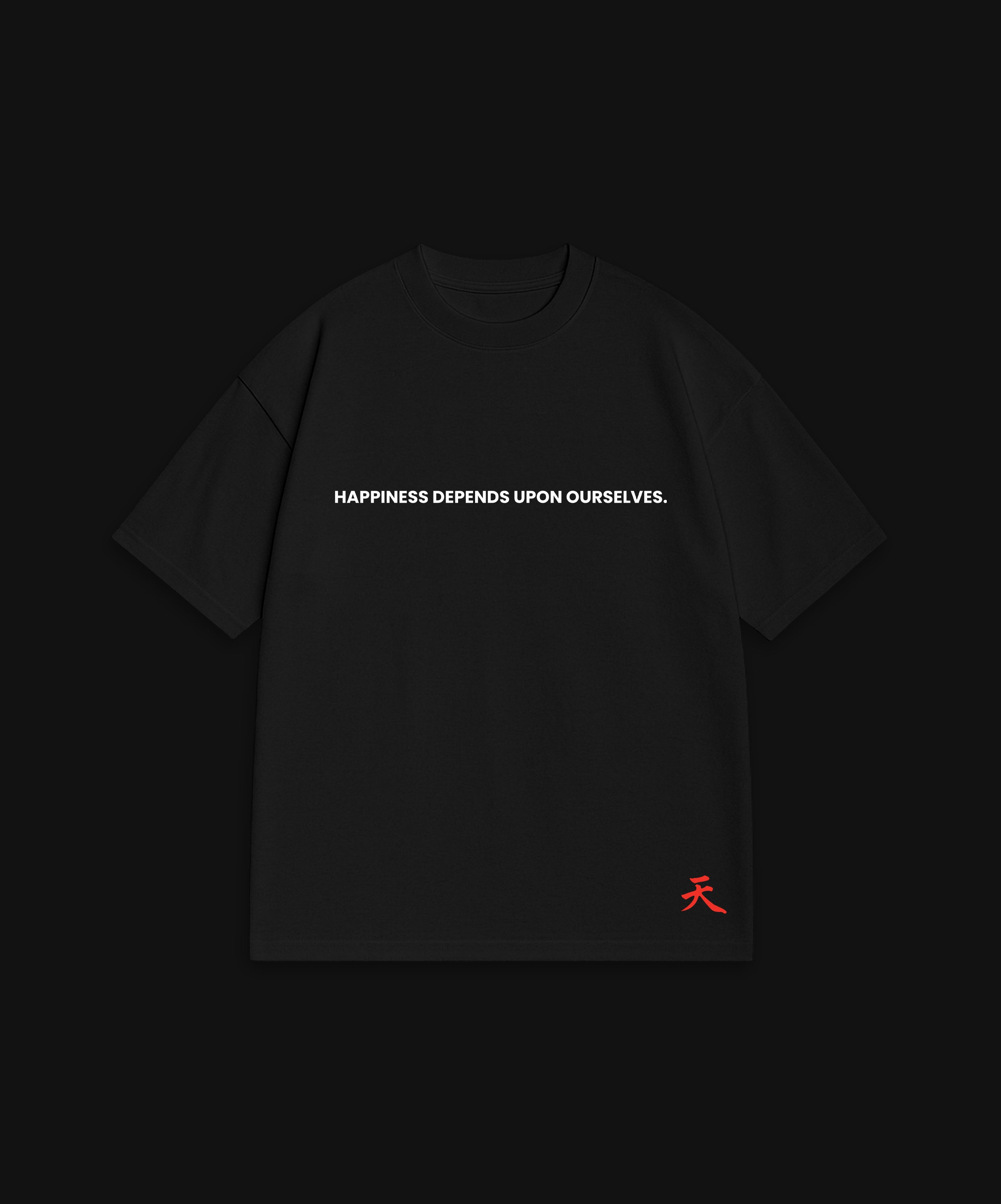 HAPPINESS DEPENDS... - BLACK T-SHIRT