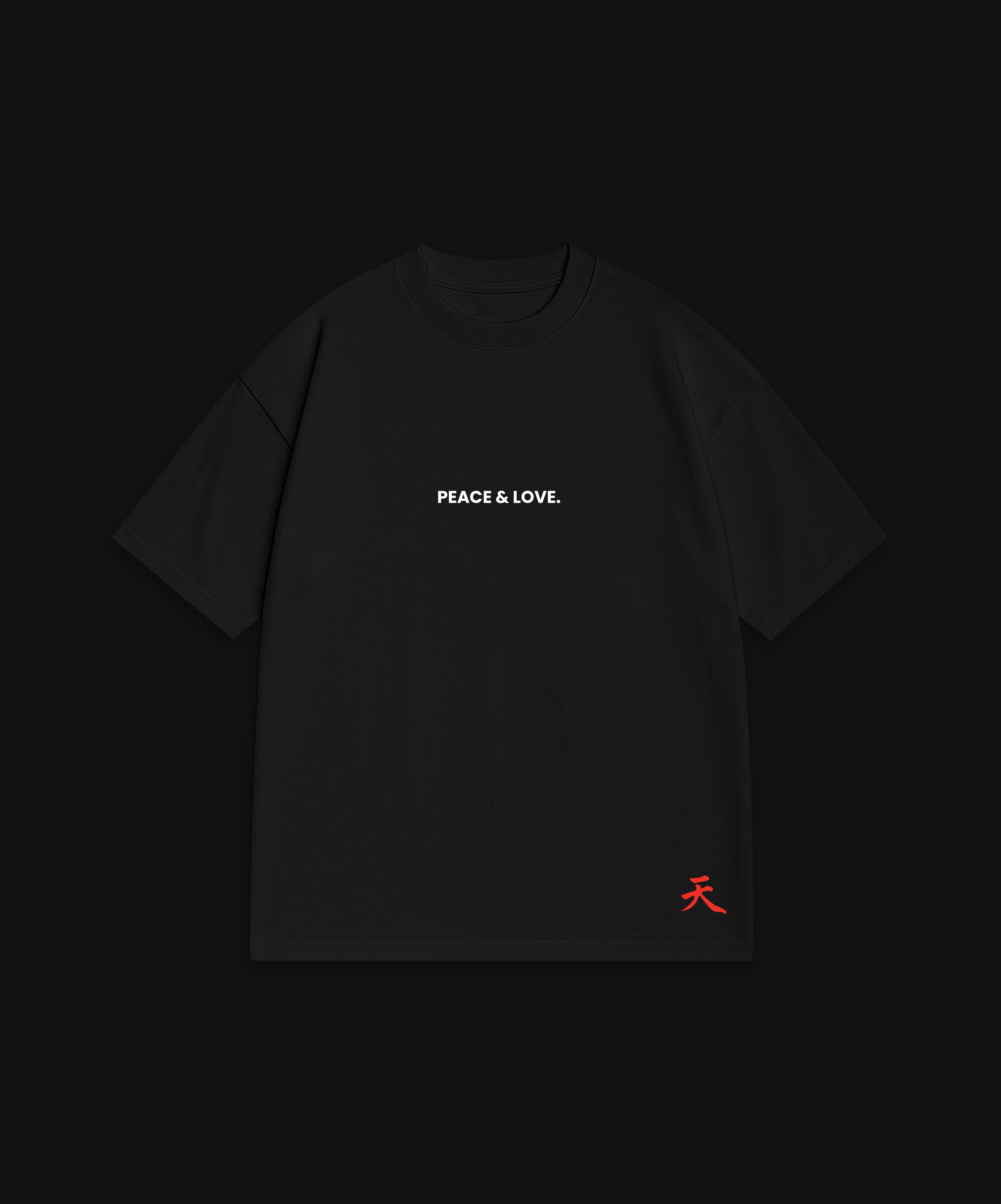 PEACE & LOVE - BLACK T-SHIRT